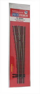 Peco SLU8362 HO Scale North American-Style Code 83 #6 Turnout - Streamline -- Left Hand, Unifrog