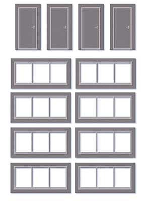Peco SSM314 HO Scale Doors & Windows Detail Pack - Wills -- Fits Concrete Industrial/Retail Building Made Using #552-SSM300