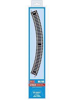 Peco ST2021 HO Scale Code 100 Nickel Silver Double 45 Degree Curved Section - Setrack -- 14-5/8" 37.1cm (1st) Radius pkg(4)