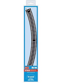 Peco ST2026 HO Scale Code 100 Nickel Silver Double 45 Degree Curved Section - Setrack -- 17-1/4" 43.8cm (2nd) Radius pkg(4)