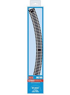 Peco ST2031 HO Scale Code 100 Nickel Silver Double 45-Degree Curved Section - Setrack -- 19-7/8" 50.5cm (3rd) Radius pkg(4)
