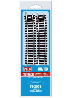 Peco ST2038 HO Scale Code 100 Nickel Silver Special 11-1/2 Degree Curve - Setrack -- 33-27/32" 85.96cm Radius pkg(2)