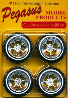 Pegasus Hobbies 1123 1/24-1/25 Sovereign Chrome Rims w/Tires (4)