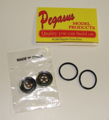 Pegasus Hobbies 1160 1/24-1/25 Dragster Front Rims w/Tires (2)