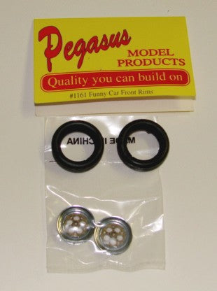 Pegasus Hobbies 1161 1/24-1/25 Funny Car Front Rims w/Tires (2)