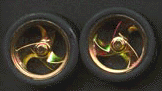 Pegasus Hobbies 1204 1/24-1/25 Tri Blade Gold Rims w/Tires (4)