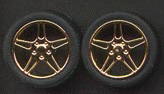 Pegasus Hobbies 1224 1/24-1/25 Elite Gold Rims w/Tires (4)