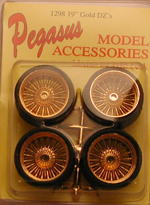 Pegasus Hobbies 1298 1/24-1/25 Dz's 19" Gold Rims w/Low Profile Tires (4)