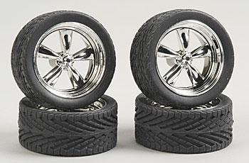 Pegasus Hobbies 2301 1/24-1/25 T's 23" Chrome Rims w/Tires (4)