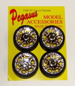 Pegasus Hobbies 2309 1/24-1/25 Luxors 23" Chrome Rims w/Tires (4)