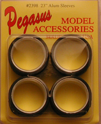 Pegasus Hobbies 2398 1/24-1/25 Aluminum Polished 23" Sleeves w/Rubber Tires (4)