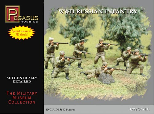 Pegasus Hobbies 7498 1/72 Russian Infantry Summer/Winter Dress WWII (40) (Polyethylene Molded)