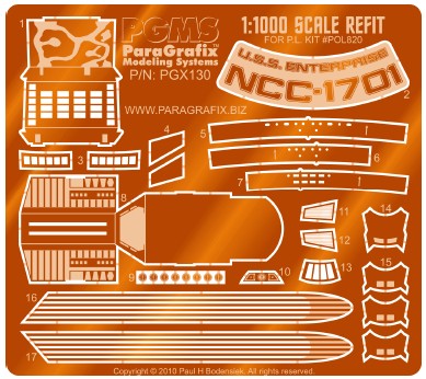 Paragrafix 130 1/1000 Star Trek: USS Enterprise Refit Photo-Etch Set for PLL