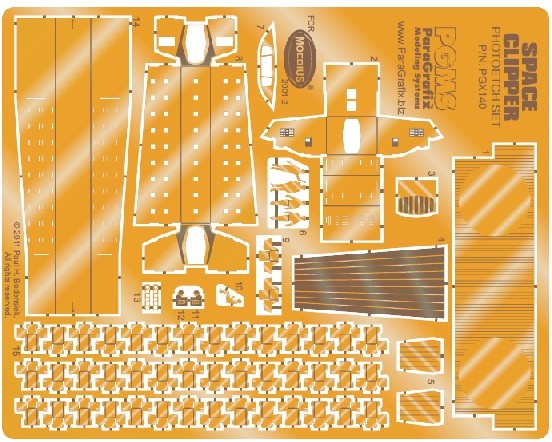 Paragrafix 140 1/160 2001 Space Odyssey: Orion III Space Clipper Interior & Exterior Photo-Etch Set for MOE