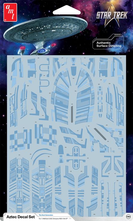 Polar Lights MKA66 1/1400 Star Trek The Next Generation USS Enterprise NCC1701D Aztec Decal Set