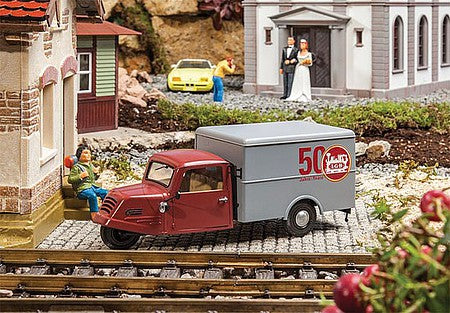 Pola 331611 G Scale 1955 Goliath GD 750 3-Wheel Box-Body Delivery Truck - Kit -- LGB (red, gray; LGB 50th Anniversary Logo)