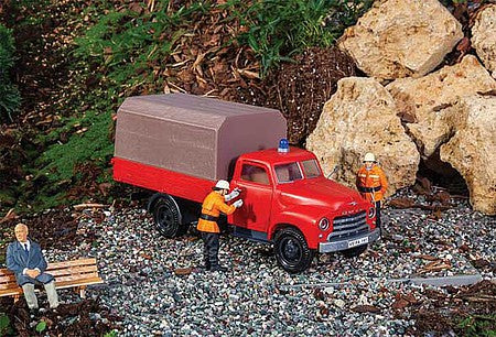 Pola 331615 G Scale Opel Blitz Low-Side Truck with Cover - Assembled -- Red, Silver