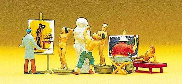 Preiser 10106 HO Scale People Working -- Artists, Models & Nudes pkg(6)