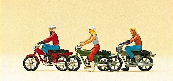 Preiser 10126 HO Scale Recreation & Sports -- Motorbikes w/Riders