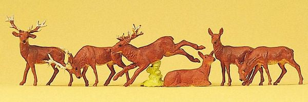 Preiser 10179 HO Scale Animal Figures -- Stags & Does pkg(6)