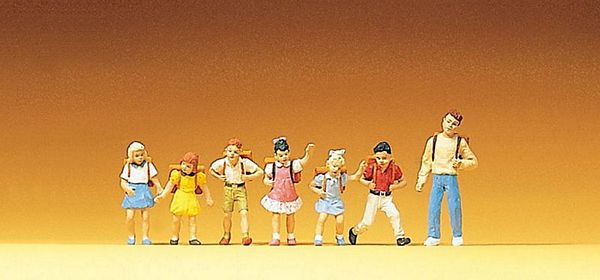 Preiser 10181 HO Scale School Children -- pkg(7)