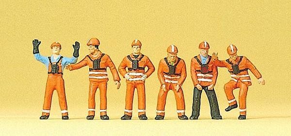 Preiser 10245 HO Scale Railroad Personnel -- Railway Workers - German Federal Railway pkg(6)