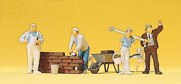 Preiser 10251 HO Scale People Working -- Bricklayers/Accessories