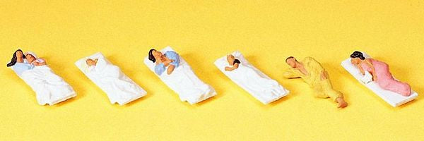 Preiser 10300 HO Scale Passengers -- Sleeping pkg(6)