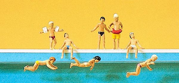 Preiser 10307 HO Scale Recreation & Sports -- Children at the Pool pkg(8)