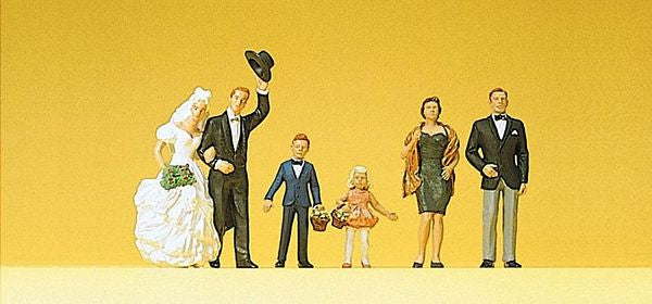 Preiser 10339 HO Scale Wedding Participants pkg(6) -- Bride, Groom, Ring Bearer, Flower Girl & Two Guests