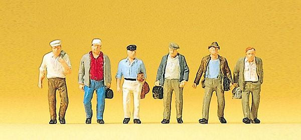 Preiser 10366 HO Scale Spectators -- Male Commuters pkg(6)