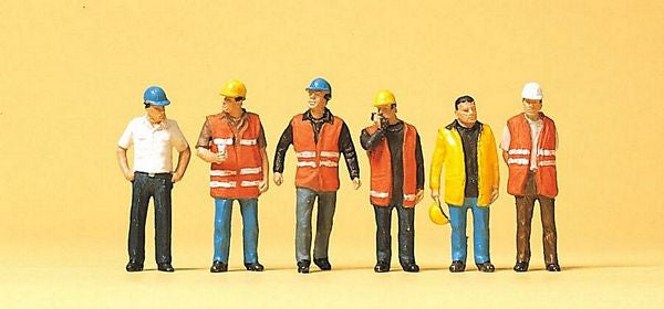 Preiser 10420 HO Scale Modern Workmen -- With Warning Vests pkg(6)