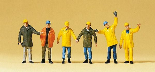 Preiser 10423 HO Scale People Working -- Modern Workmen w/Outdoor Gear pkg(6)