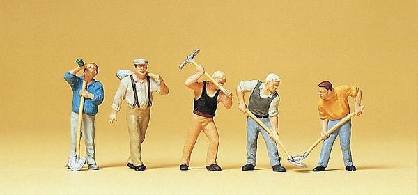 Preiser 10461 HO Scale People Working -- Workers w/Picks & Shovels