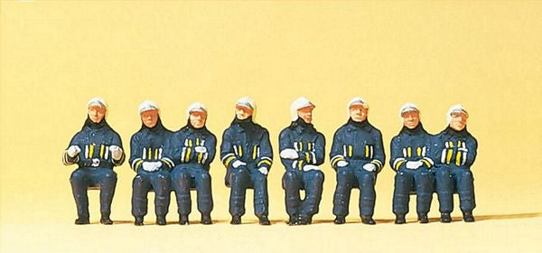 Preiser 10483 HO Scale Emergency - Modern German Firefighters - Unpainted Figure Set -- Seated Driver & Crew pkg(8)