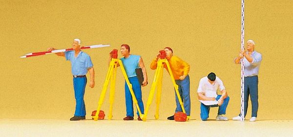 Preiser 10512 HO Scale Working People -- Surveyors pkg(5)