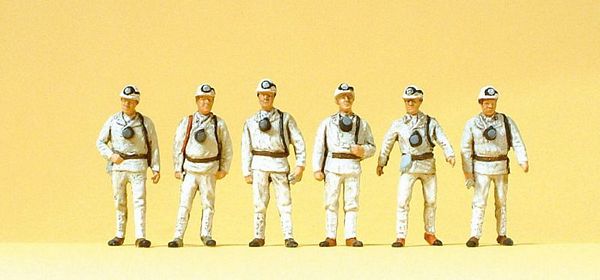 Preiser 10555 HO Scale Working People -- Miners w/Masks pkg(6)