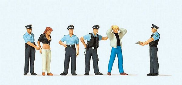 Preiser 10589 HO Scale Emergency Personnel -- Under Arrest pkg(6)