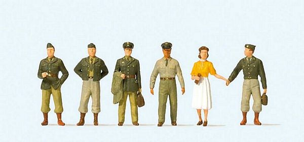 Preiser 10594 HO Scale US/NATO 1950s Figure Set -- Soldiers pkg(6)