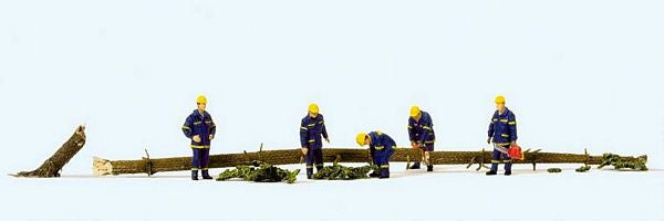 Preiser 10609 HO Scale Emergency THW Workers Clearing the Road -- 5 Men in Uniforms