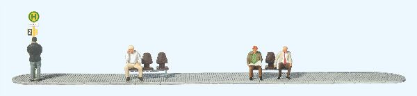 Preiser 10706 HO Scale Men Waiting at the Bus or Streetcar Stop -- pkg(4)