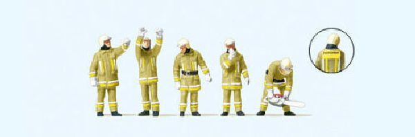 Preiser 10772 HO Scale Modern Firemen Technical Support Team -- Beige Uniforms pkg(5)