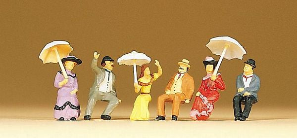 Preiser 12136 HO Scale 1900s Figures -- Passengers, Sitting On Platform