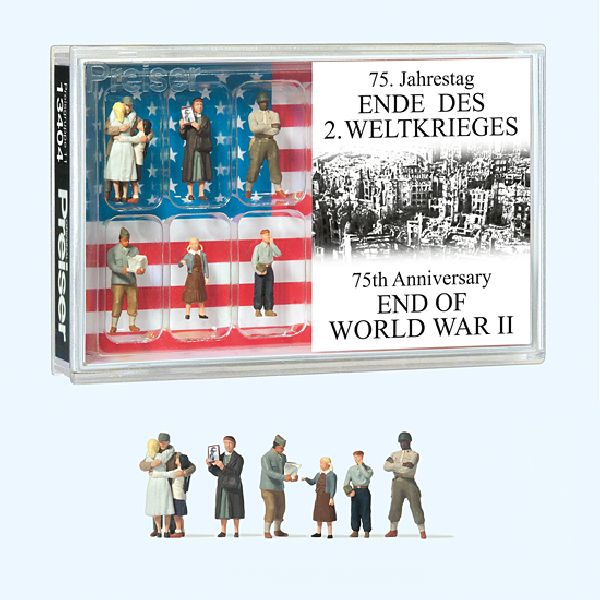 Preiser 13404 HO Scale Americans Celebrating the End of World War II pkg(6) -- 75th Anniversary Set