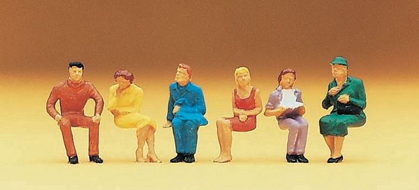 Preiser 14095 HO Scale Spectators -- Seated Persons pkg(6)