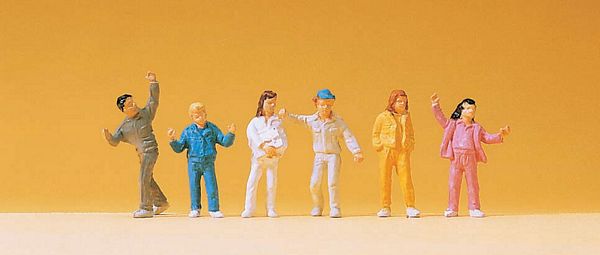 Preiser 14139 HO Scale Pedestrians -- Children Wearing Long-Sleeved Jackets & Pants pkg(6)