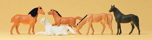 Preiser 14150 HO Scale Animals -- Horses pkg(5)