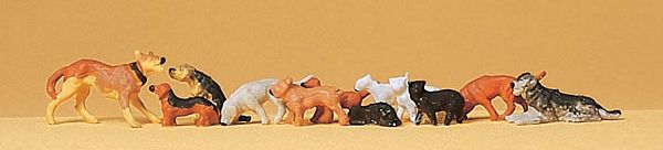 Preiser 14165 HO Scale Cats & Dogs -- Assorted pkg(12)