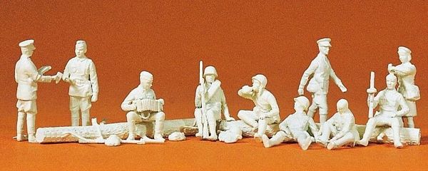 Preiser 16526 HO Scale Military - Soviet Union WWII - Unpainted Figure Set -- Infantry/Riflemen at Rest pkg(10)