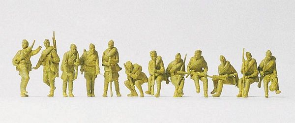 Preiser 16545 HO Scale Military - Soviet Union WWII (1942) - Unpainted Figures -- Armored Infantry Riflemen Riding Tank pkg(12)